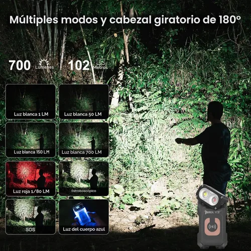 Vista 3 de WUBEN X3 Mini linterna recargable con base de carga 180 grados Linterna tipo llavero EDC Gira Ip65 Impermeable Imán Linterna de bolsillo 10 modos