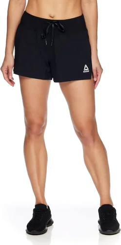 Vista 2 de Reebok Pantalón corto para correr Revolve de 3 pulgadas para mujer, absorbe la humedad, con bolsillo trasero