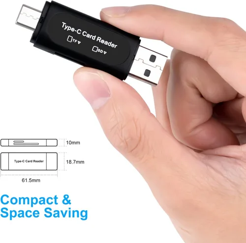 Vista 5 de Lector de tarjetas SD, AIYEEN 4 en 1 USB C SD lector de tarjetas SD de doble ranura OTG adaptador de tarjeta de memoria para tarjetas de memoria