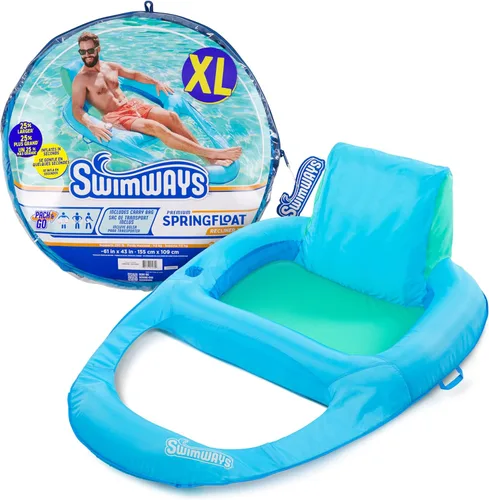 Vista 8 de SwimWays Spring Float - Tumbona reclinable prémium para piscina, flotadores inflables para adultos con inflado rápido para edades de 15 años