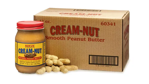 Vista 4 de Koeze Cream Nut Crunchy Peanut Butter – Paquete de 6 tarros de 16.5 onzas de mantequilla de maní natural con trozos de maní Virginia y sal marina