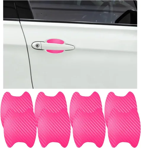 Vista 15 de Ziciner 4 calcomanías para manija de puerta de automóvil, textura de fibra de carbono, películas protectoras para manija de puerta automática
