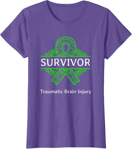 Vista 24 de Camiseta de concientización traumática con cinta verde para supervivientes de lesiones cerebrales, Negro, S