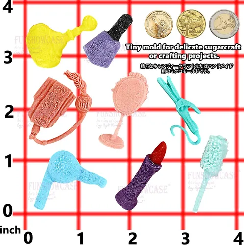 Vista 5 de FUNSHOWCASE Herramienta de maquillaje de vestir molde de silicona de caramelo para decoración de pasteles, arcilla, manualidades