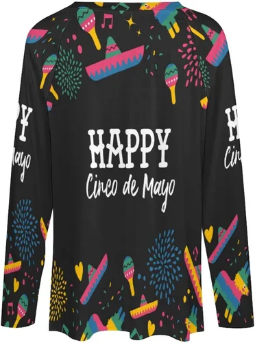 Vista 5 de Cinco De Mayo Mexican Fiesta 2023 - Camiseta de manga larga con cuello en V para mujer