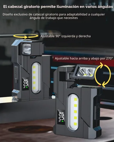 Vista 2 de Linterna EDC recargable 2026 con cabezal de lámpara giratorio, mini linterna súper brillante de 500 lúmenes, linternas portátiles de bolsillo plano