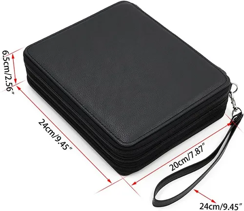 Vista 3 de Estuche BTSKY con espacio para 120 lápices, de alta calidad y de cuero de PU, Negro