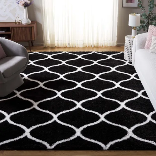 Vista 11 de SAFAVIEH Tahoe Shag Collection - Alfombra para pasillo, 2 x 9 pies, color beige y blanco, diseño de enrejado, no desprende pelusa y de fácil