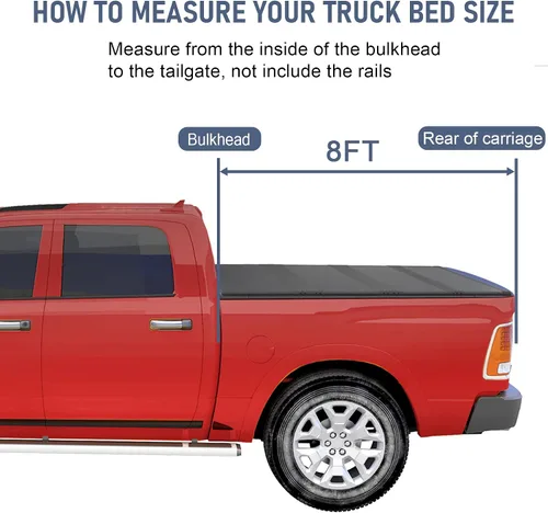 Vista 2 de Funda de cama de camioneta rígida de tres pliegues, de 8 pies, para reemplazo de 1994-2018 Ram 1500 2500 3500 y 2019-2023 Ram 1500 Classic sin