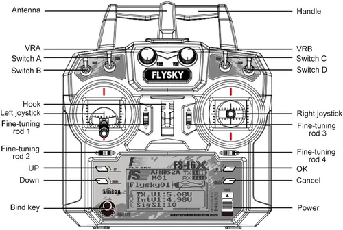 Vista 6 de GoolRC Flysky FS-i6X 2.4GHz 10CH AFHDS 2A Transmisor RC con receptor FS-iA6B para RC Drone Avión Helicóptero