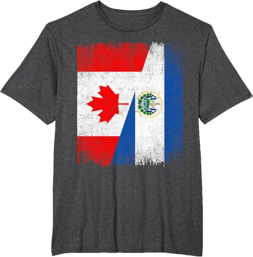Vista 18 de Camiseta Half Canada El Salvador Flag Canadian Salvadoran Pride Roots