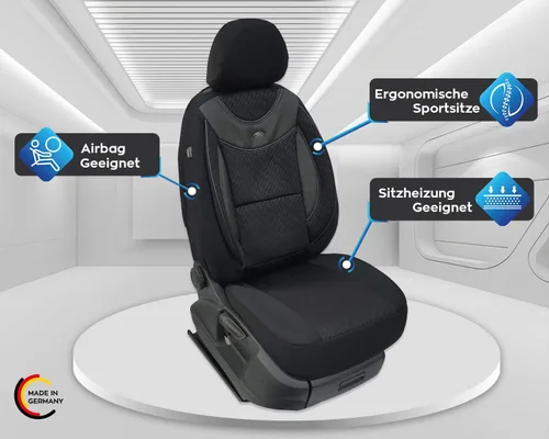 Vista 3 de BREMER SITZBEZÜGE Custom Car Seat Covers Compatible with VW Crafter Gen. 2 Driver & Passenger Set from 2017 / Car Seat Covers, Protective Cover Set