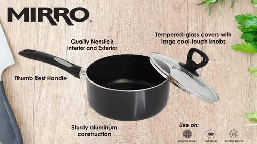 Vista 8 de Mirro A79723 Get-A-Grip - Sartén antiadherente de aluminio con tapa de vidrio, 2 cuartos de galón, color negro