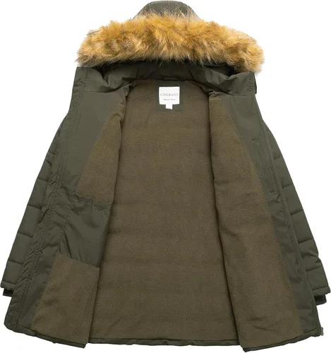 Vista 3 de Chrisuno Chaqueta acolchada de invierno para mujer, talla grande, abrigos de invierno largos, acolchados, impermeables, con forro polar, capucha