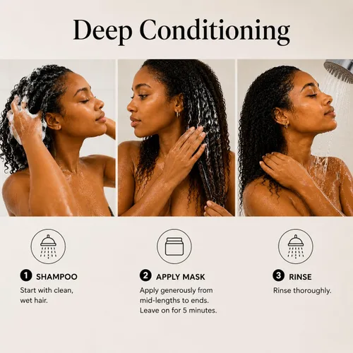Vista 2 de Mascarilla para el cabello acondicionador profundo desarrollada por dermatólogos, desenredante hidratante para cabello seco, rizado, encrespado