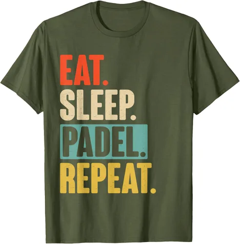 Vista 50 de Eat Sleep Padel Repeat - Camiseta de pádel retro vintage, Negro