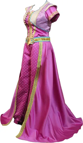 Vista 2 de Disfraz de lámpara de cosplay de princesa jazmín para mujer, vestido rojo para Halloween