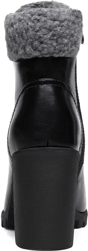 Vista 5 de DREAM PAIRS Botas con cordones para mujer, tacón alto grueso, botines