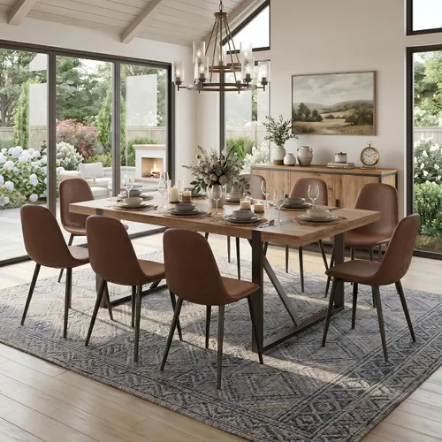 Vista 17 de Mesa de Comedor para 4-6, Mesa de Cocina de 55'', Mesas de Cocina y Comedor, Mesa de Comedor de Madera MDF con Patas de Metal para Sala de Estar