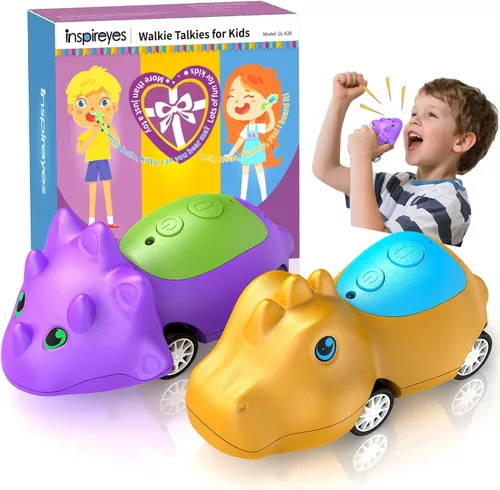 Vista 9 de Inspireyes Walkie Talkies para niños recargables de largo alcance, paquete de 2 Rojo + amarillo