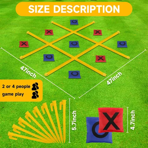 Vista 4 de VANPET Giant Tic Tac Toe Bean Bag Toss Games for Kids Adults Family, Large Outside Lawn Yard Backyard Carnival Field Day Game, Beach Picnic Camping