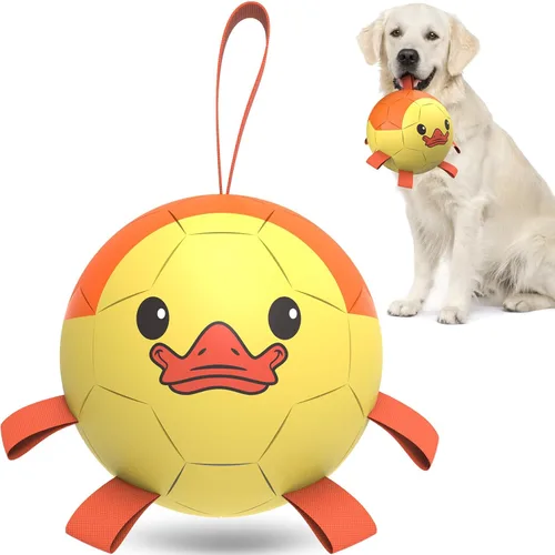 Vista 11 de QDAN Pelotas de juguete para perros: Pelota de fútbol para entrenamiento de mascotas con correas - Pelota para cachorros, extra pequeña, pelotas