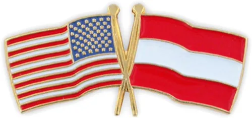 Vista 41 de PinMart Pin de solapa esmaltado con bandera de la amistad cruzada de Estados Unidos y el mundo