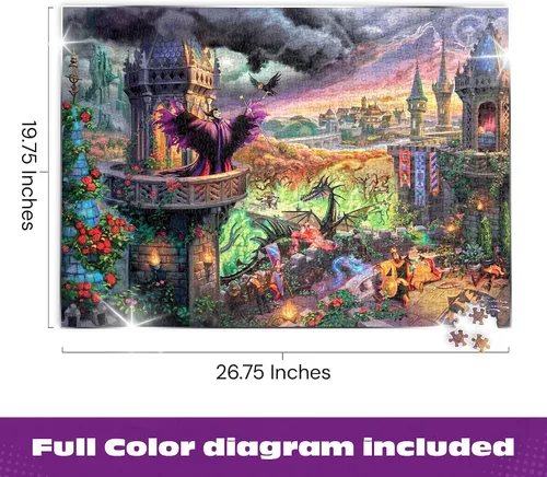 Vista 3 de Buffalo Games - Thomas Kinkade Disney - Maléfica - Rompecabezas de 1000 piezas Silver Select, Art by Thomas Kinkade, Recycled Board, Finished