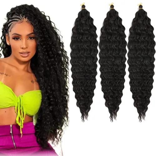Vista 21 de 3 trenzas de ganchillo Passion Twist, cabello sintético preseparado para trenzar de 14 pulgadas, 3 paquetes de cabello trenzado pretrenzado