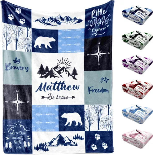 Vista 23 de Manta de bebé personalizada, manta con nombre personalizado para niños, bebés y adultos, mantas con animales personalizadas para niñas, niños