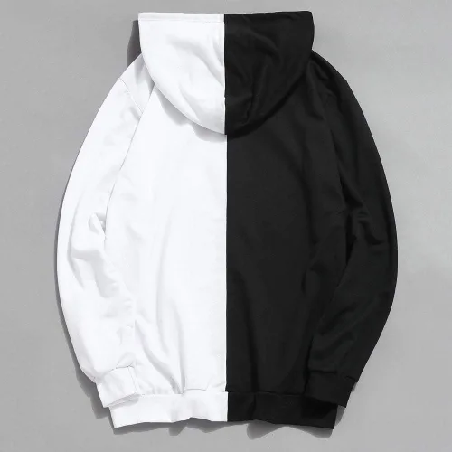 Vista 3 de Sudadera suave para hombre, estilo casual, con retazos, ajustada, con capucha, de manga larga