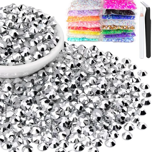 Vista 53 de 15000 diamantes de imitación de resina de 0.079 pulgadas a granel, diamantes de imitación de gelatina redondos negros con parte trasera plana, gemas