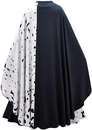 Vista 2 de Lito Angels Disfraz de princesa dálmata en blanco y negro con peluca de pelo para niñas pequeñas