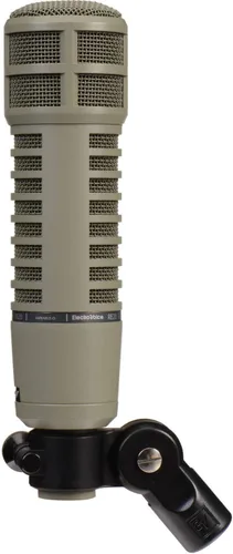 Vista 3 de Electro-Voice RE20 - Micrófono locutor de transmisión con paquete Variable-D (beige fawn) con filtro pop de dirección frontal y cable XLR-XLR