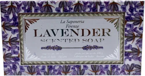 Vista 6 de Jabón de baño La Saponeria Firenze by Saponificio Artigianale Fiorentino Italian Spa Cleanser Made In Tuscany Barra decorativa Lavanda de 10.5 onzas