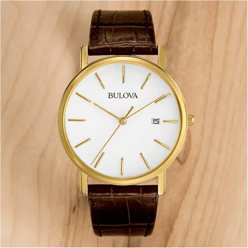 Vista 4 de Bulova Men's Classic 3-Hand Calendar Date Quartz Leather Strap Watch, Buckle, 37mm