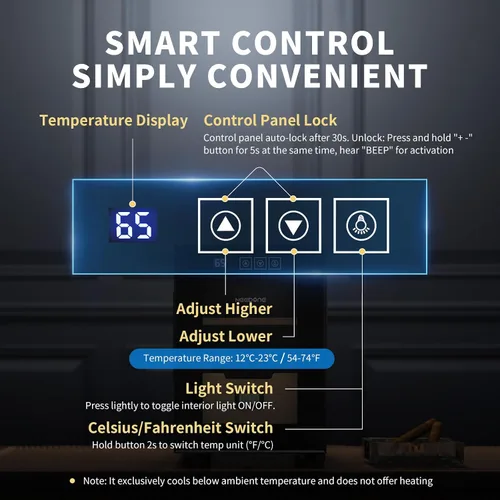 Vista 5 de NEEDONE Gabinete de 100 unidades con sistema de control de temperatura eléctrico de refrigeración, fabricado con estantes de madera de cedro español