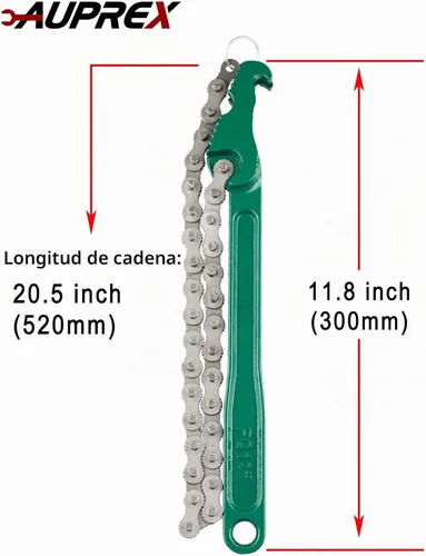 Vista 2 de AUPREX Llave inglesa de filtro de aceite de cadena de trinquete de servicio pesado ajustable de acero al carbono resistente de 12 pulgadas