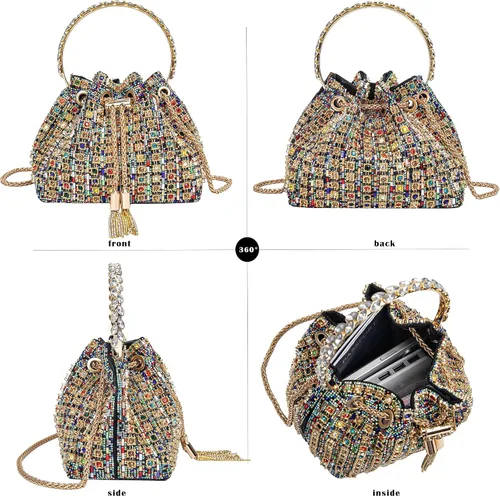 Vista 2 de Bolso de noche con diamantes brillantes para mujer, bolso de mano con diamantes de imitación para fiesta, baile de graduación, cóctel