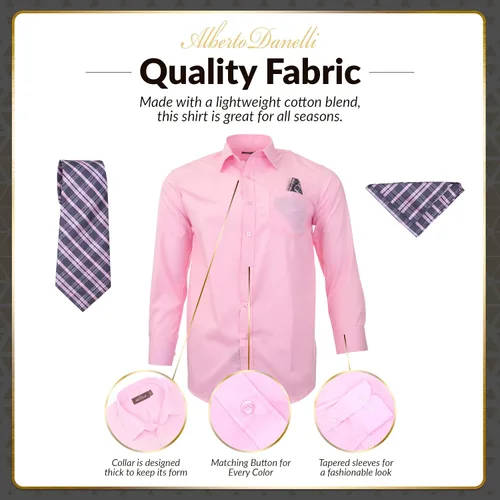 Vista 4 de Alberto Danelli - Camisa de manga larga, con corbata y pañuelo a juego, para hombre