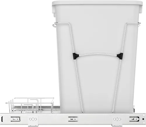 Vista 9 de Rev-A-Shelf Bote de basura extraíble para armarios de cocina, contenedor de reciclaje de basura de 35 cuartos de galón con toboganes de extensión