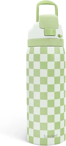 Vista 20 de Botella de agua de acero inoxidable con bandera estadounidense, aislada al vacío, tapa de botón, 32 onzas, regalos para patriota 4 de julio