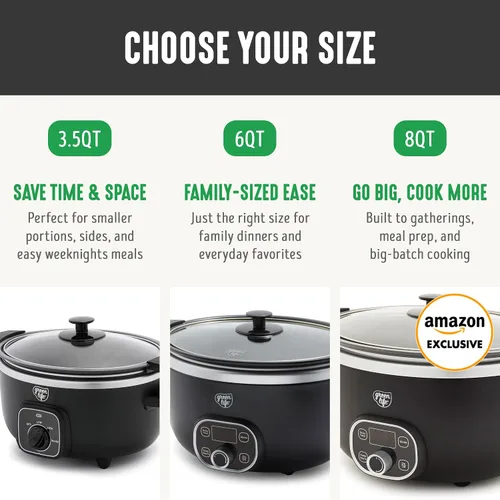 Vista 10 de GreenLife 3.5QT Olla de cocción lenta, cerámica antiadherente sin PFAS ni tóxicos, recipiente interior extraíble, programable, función mantener