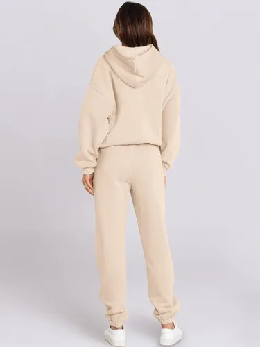 Vista 3 de ANRABESS - Conjunto de 2 piezas para mujer, sudadera holgada con capucha, pantalones de chándal, conjunto de moda Y2K, ropa de otoño
