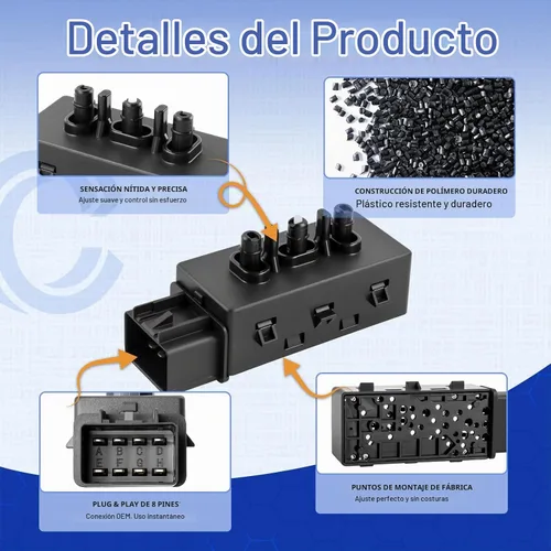 Vista 3 de Interruptor de ajuste del asiento del conductor eléctrico de 6 vías mejorado para Chevy GMC, 12451495