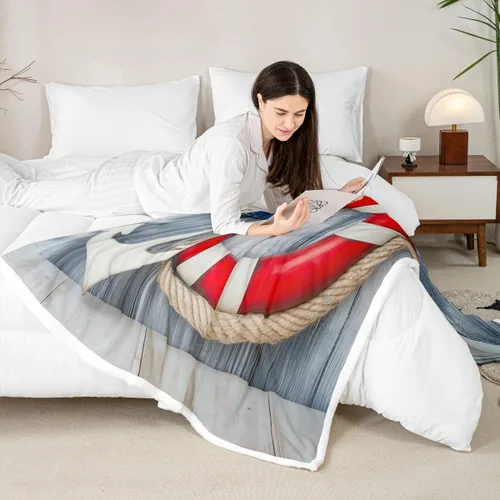Vista 7 de Erosebridal Manta Sherpa de océano marino para niños y niñas, manta de ancla náutica, manta de playa Hawaii de 40 x 50 pulgadas, manta mullida