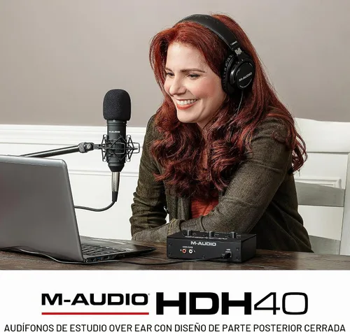 Vista 6 de M-AUDIO HDH40 - Auriculares de estudio sobre la oreja con diseño de parte trasera cerrada, diadema flexible y cable de 2.7m para monitoreo