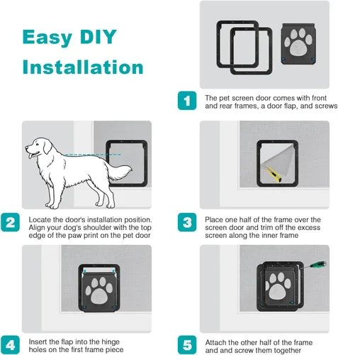 Vista 8 de Ownpets Puerta mosquitera para perros, Puerta mosquitera para mascotas con cierre, Puerta mosquitera magnética con cierre, Puerta mosquitera robusta