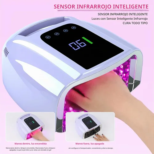 Vista 6 de ANGNYA - Luces U V para uñas, lámpara LED de uñas para esmalte de gel, secadora de uñas