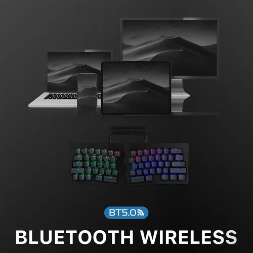 Vista 6 de BAROCCOMiSTEL MD600 Alpha BT RGB Teclado mecánico negro, 60% diseño Split-Alice, teclado PBT de doble disparo (transparente), Bluetooth5.0